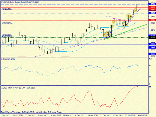 Forex определение потенциала тренда EURUSD 04.02.2013