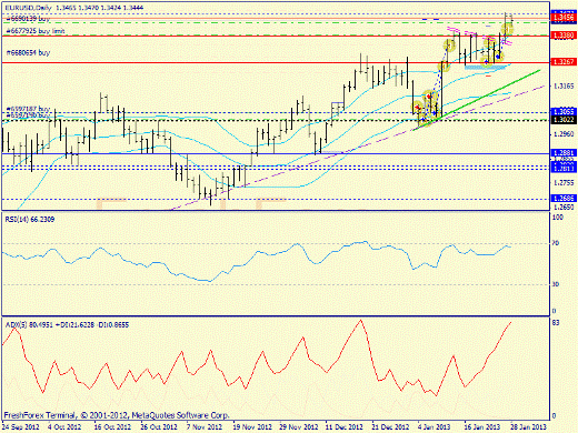 Forex определение потенциала тренда EURUSD 28.01.2013