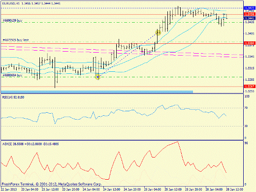 Forex определение потенциала тренда EURUSD 28.01.2013